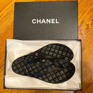 Chanel Leather Sport Beach Thong Sandal Flip Flop